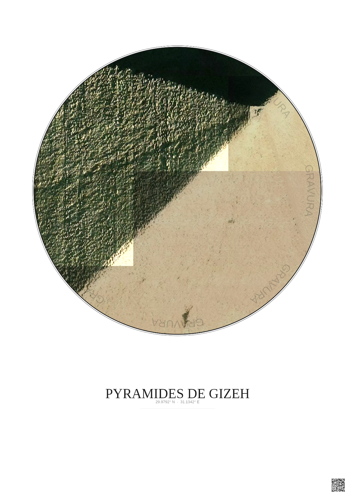 Affiche Pyramides De Gizeh – Poster vue satellite 0.1km Couleur | Gravura – Fond clair