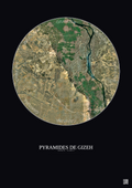 Affiche Pyramides De Gizeh – Poster vue satellite 20km Couleur | Gravura – Fond foncé