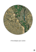 Affiche Pyramides De Gizeh – Poster vue satellite 20km Couleur | Gravura – Fond clair