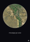 Affiche Pyramides De Gizeh – Poster vue satellite 30km Couleur | Gravura – Fond foncé