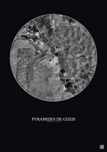Affiche Pyramides De Gizeh – Poster vue satellite 5km N&B | Gravura – Fond foncé