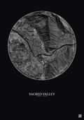Affiche Sacred Valley – Poster vue satellite 2.5km N&B | Gravura – Fond foncé