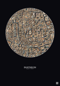 Affiche Pantheon – Poster vue satellite 0.5km Couleur | Gravura – Fond foncé