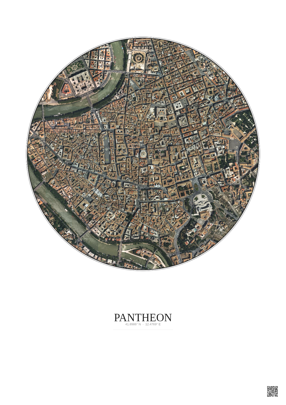 Affiche Pantheon – Poster vue satellite 1km Couleur | Gravura – Fond clair