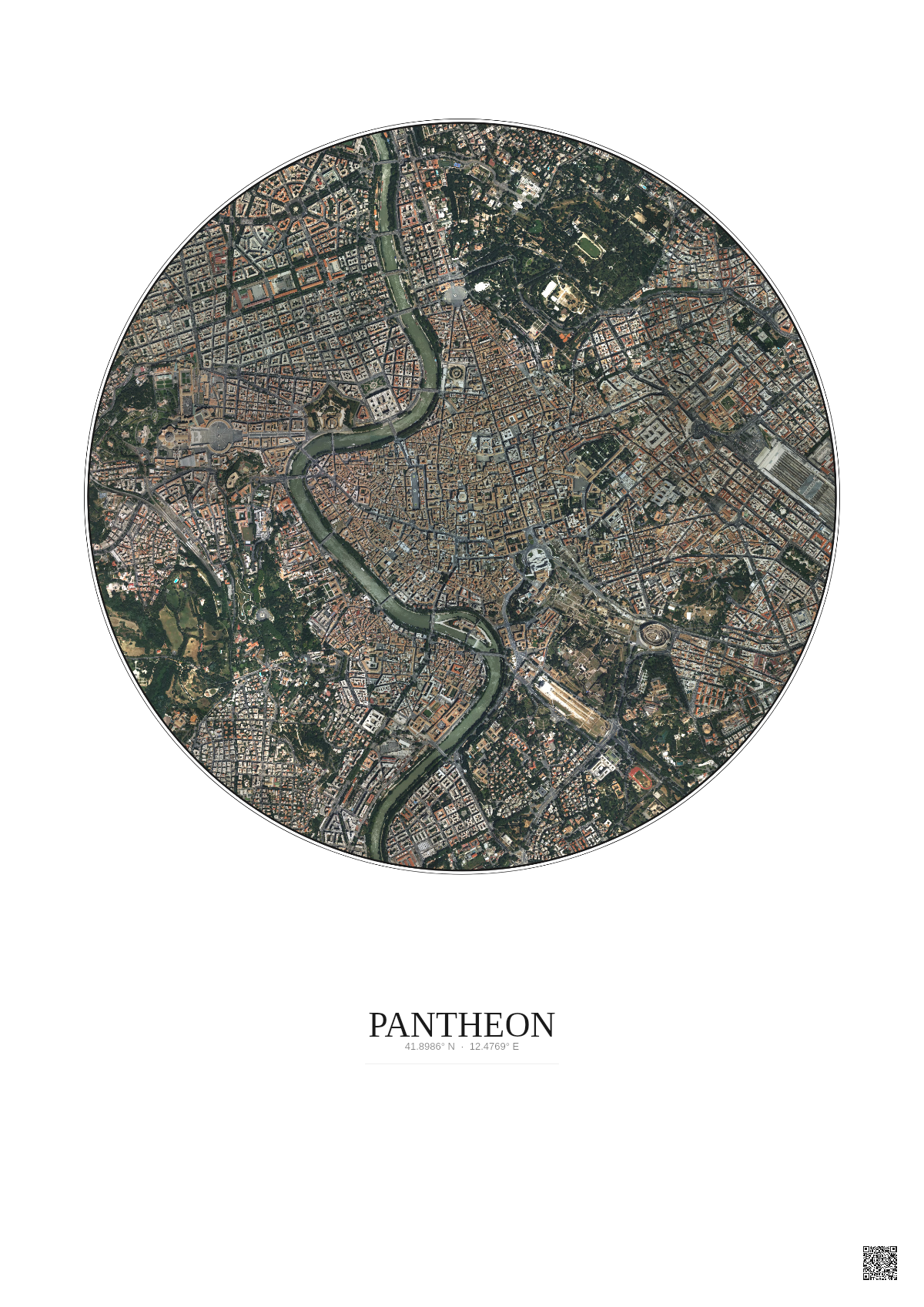 Affiche Pantheon – Poster vue satellite 2.5km Couleur | Gravura – Fond clair