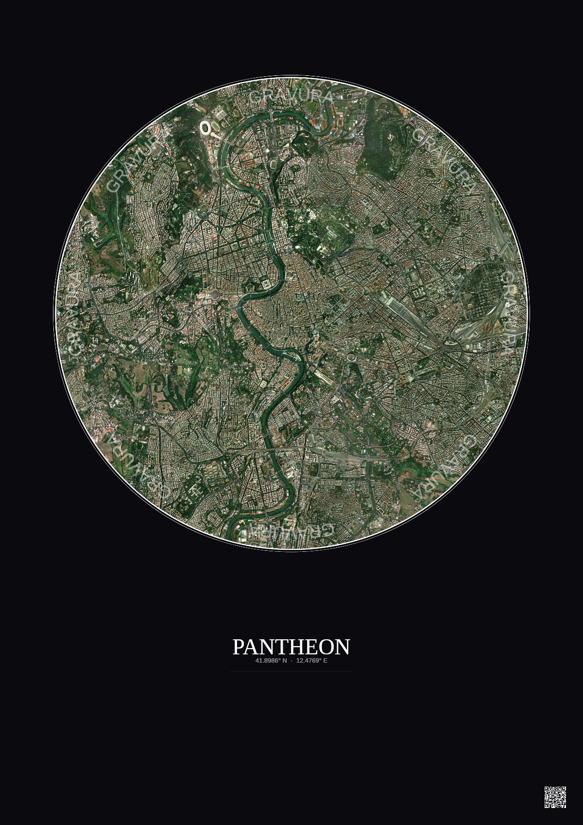 Affiche Pantheon – Poster vue satellite 5km Couleur | Gravura – Fond foncé