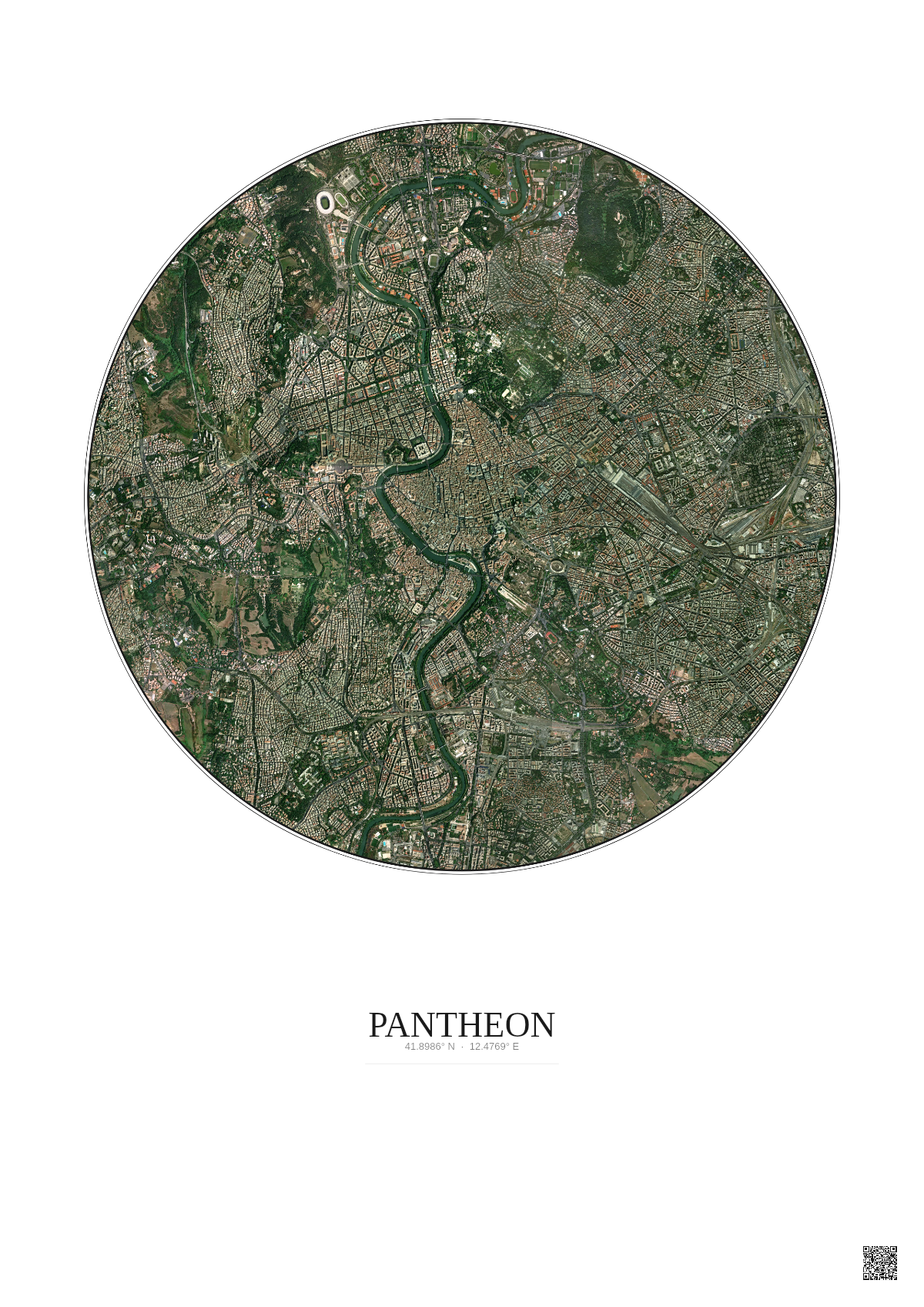 Affiche Pantheon – Poster vue satellite 5km Couleur | Gravura – Fond clair