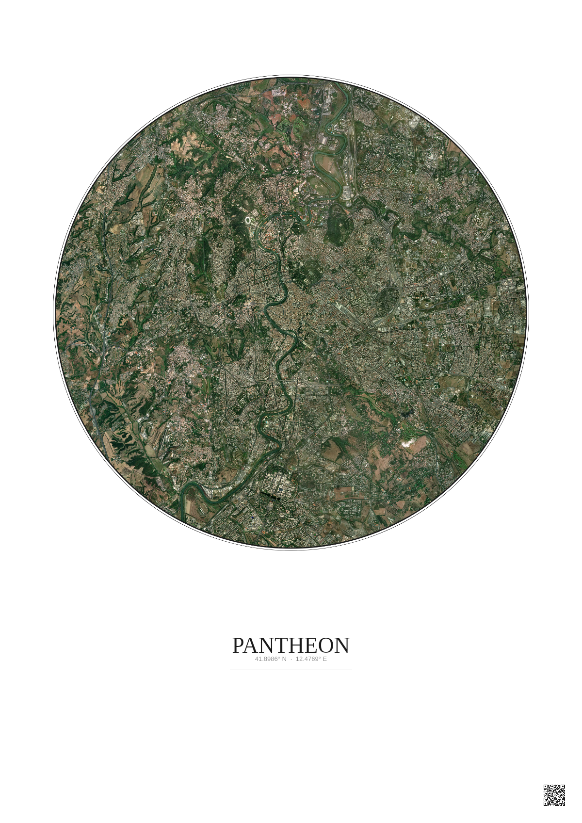 Affiche Pantheon – Poster vue satellite 10km Couleur | Gravura – Fond clair