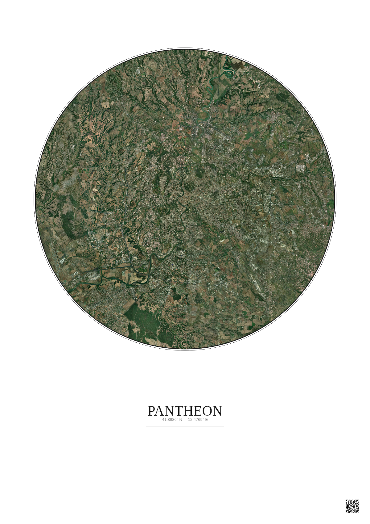 Affiche Pantheon – Poster vue satellite 20km Couleur | Gravura – Fond clair