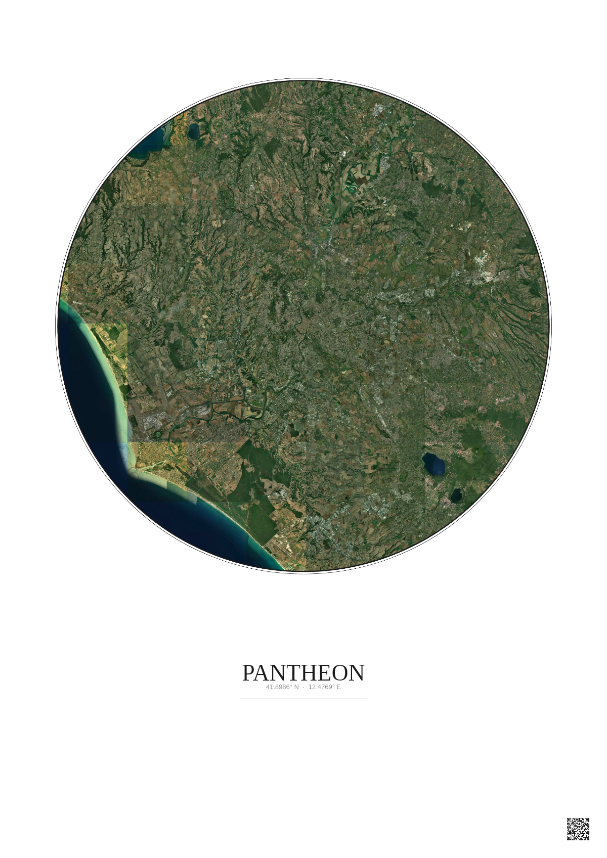 Affiche Pantheon – Poster vue satellite 30km Couleur | Gravura – Fond clair