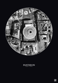 Affiche Pantheon – Poster vue satellite 0.1km N&B | Gravura – Fond foncé