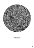 Affiche Pantheon – Poster vue satellite 0.5km N&B | Gravura – Fond clair