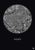 Affiche Pantheon – Poster vue satellite 1km N&B | Gravura – Fond foncé