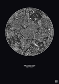 Affiche Pantheon – Poster vue satellite 2.5km N&B | Gravura – Fond foncé