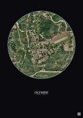 Affiche Olympie – Poster vue satellite 0.5km Couleur | Gravura – Fond foncé