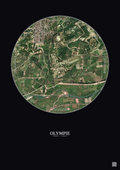 Affiche Olympie – Poster vue satellite 1km Couleur | Gravura – Fond foncé