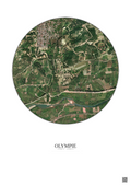 Affiche Olympie – Poster vue satellite 1km Couleur | Gravura – Fond clair