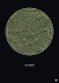 Affiche Olympie – Poster vue satellite 10km Couleur | Gravura – Fond foncé