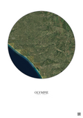 Affiche Olympie – Poster vue satellite 20km Couleur | Gravura – Fond clair