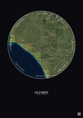 Affiche Olympie – Poster vue satellite 30km Couleur | Gravura – Fond foncé