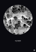 Affiche Olympie – Poster vue satellite 0.1km N&B | Gravura – Fond foncé