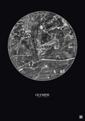 Affiche Olympie – Poster vue satellite 1km N&B | Gravura – Fond foncé