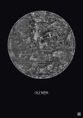 Affiche Olympie – Poster vue satellite 2.5km N&B | Gravura – Fond foncé