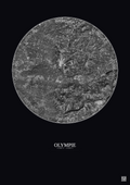 Affiche Olympie – Poster vue satellite 5km N&B | Gravura – Fond foncé