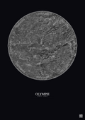 Affiche Olympie – Poster vue satellite 10km N&B | Gravura – Fond foncé