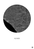 Affiche Olympie – Poster vue satellite 20km N&B | Gravura – Fond clair