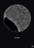 Affiche Olympie – Poster vue satellite 30km N&B | Gravura – Fond foncé