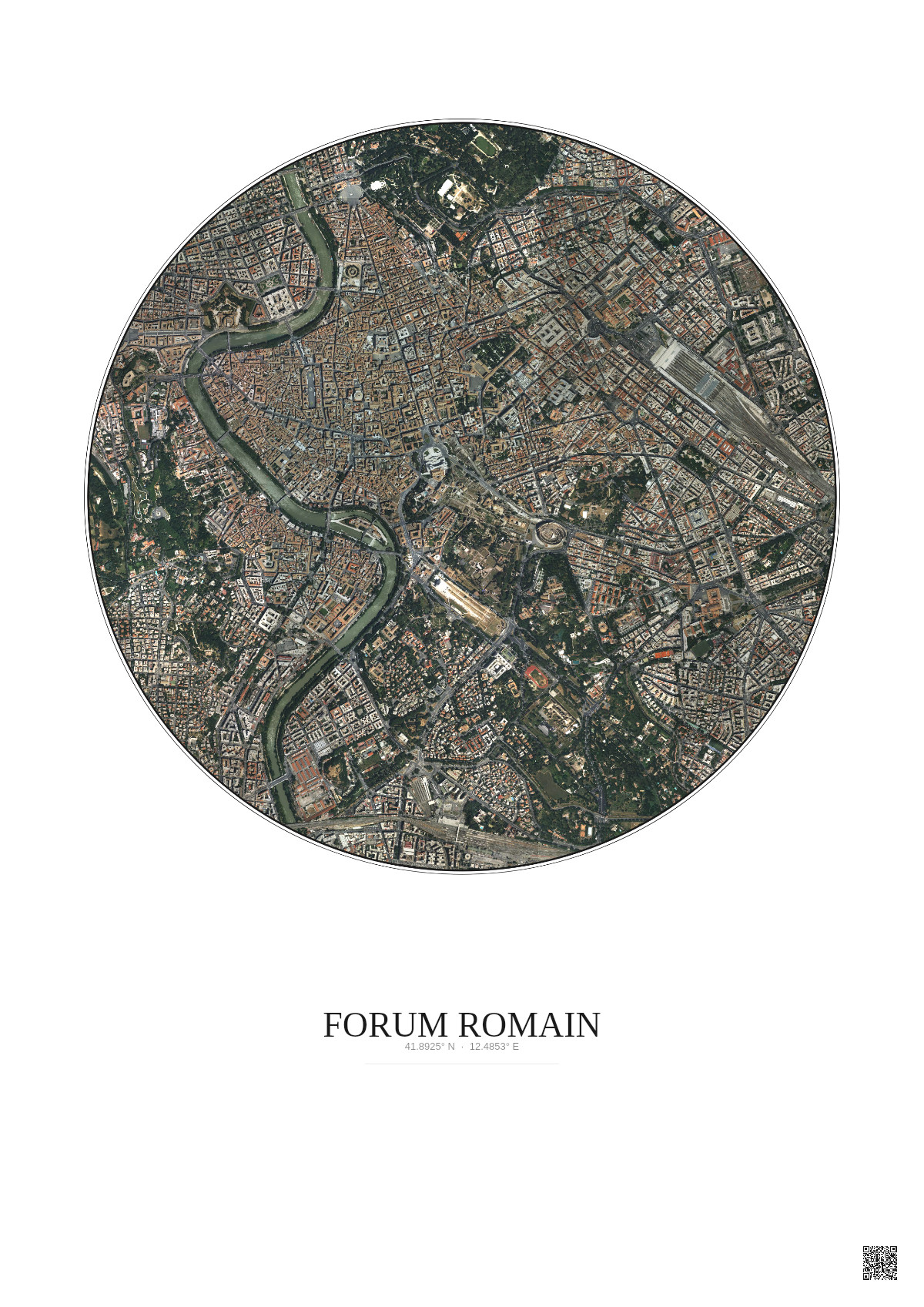 Affiche Forum Romain – Poster vue satellite 2.5km Couleur | Gravura – Fond clair