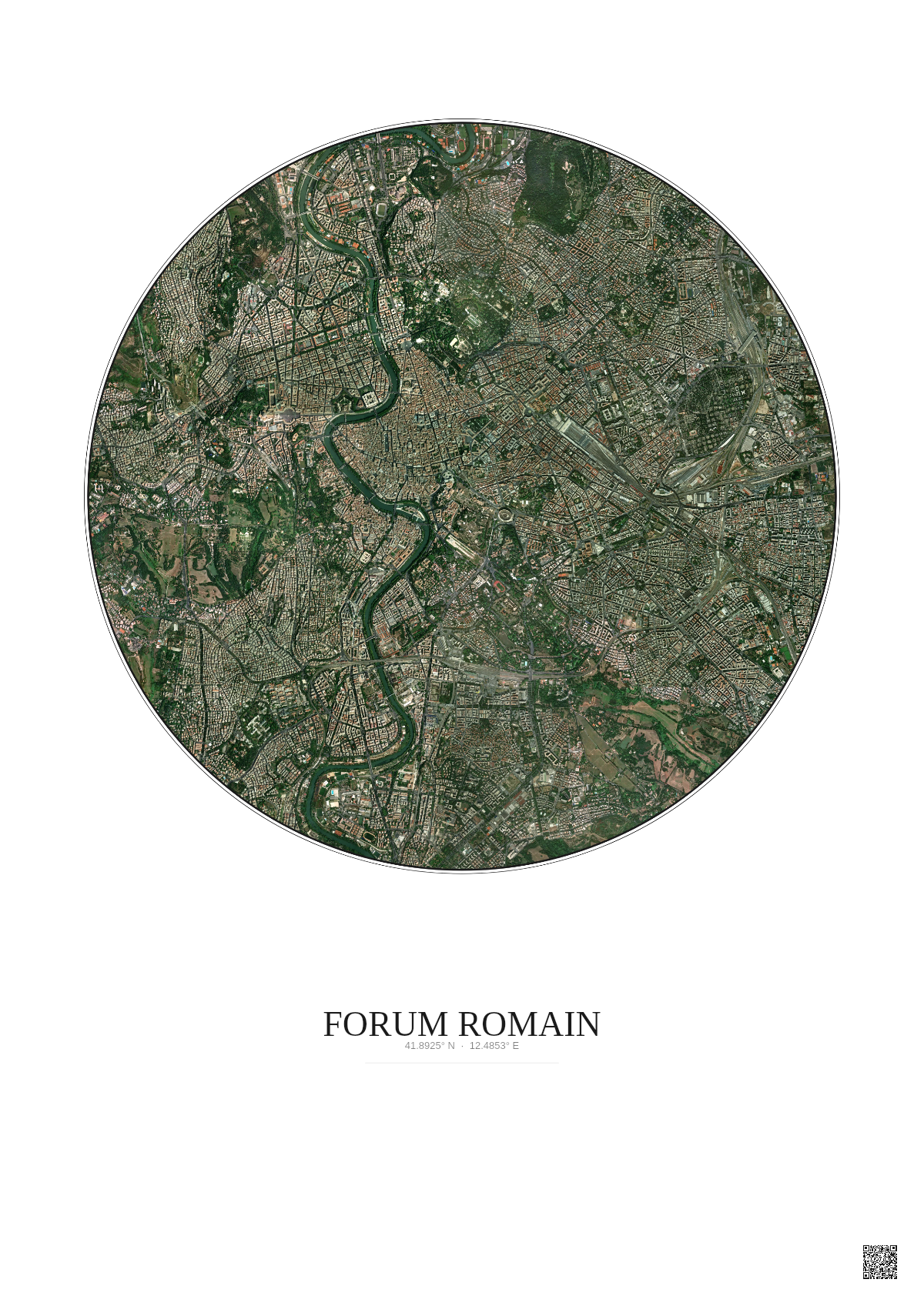 Affiche Forum Romain – Poster vue satellite 5km Couleur | Gravura – Fond clair