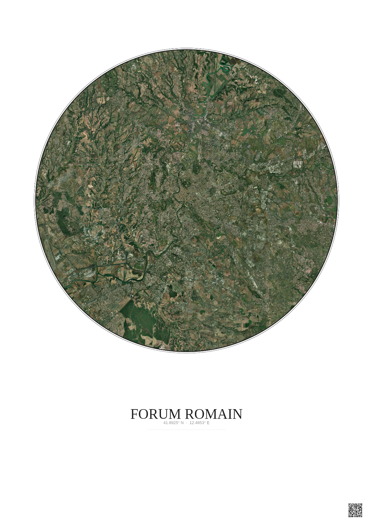 Affiche Forum Romain – Poster vue satellite 20km Couleur | Gravura – Fond clair