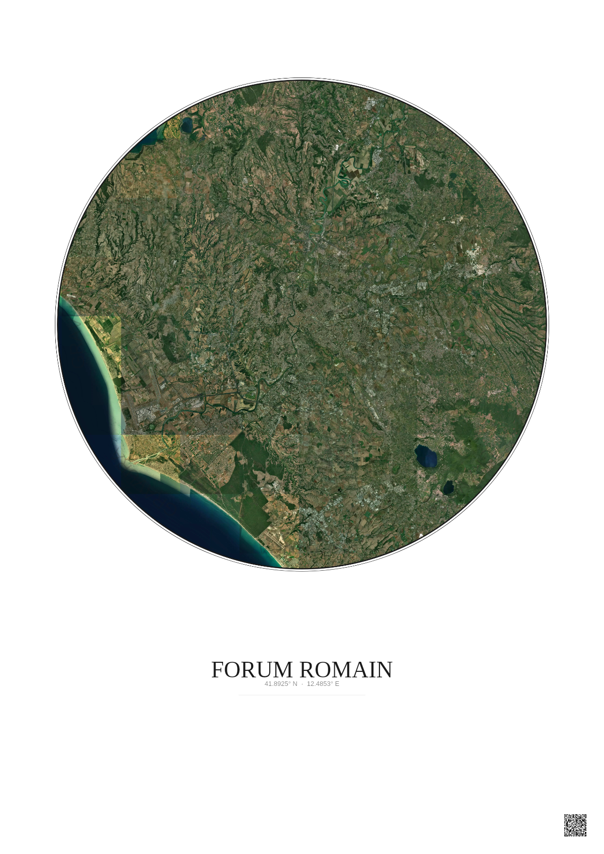 Affiche Forum Romain – Poster vue satellite 30km Couleur | Gravura – Fond clair