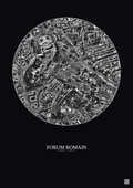 Affiche Forum Romain – Poster vue satellite 0.5km N&B | Gravura – Fond foncé