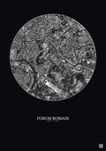 Affiche Forum Romain – Poster vue satellite 1km N&B | Gravura – Fond foncé