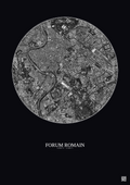 Affiche Forum Romain – Poster vue satellite 2.5km N&B | Gravura – Fond foncé