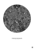 Affiche Forum Romain – Poster vue satellite 2.5km N&B | Gravura – Fond clair