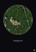 Affiche Chichen Itza – Poster vue satellite 0.5km Couleur | Gravura – Fond foncé