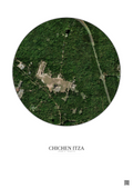 Affiche Chichen Itza – Poster vue satellite 0.5km Couleur | Gravura – Fond clair