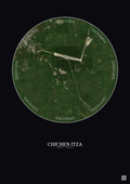 Affiche Chichen Itza – Poster vue satellite 2.5km Couleur | Gravura – Fond foncé