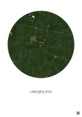 Affiche Chichen Itza – Poster vue satellite 10km Couleur | Gravura – Fond clair