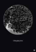 Affiche Chichen Itza – Poster vue satellite 0.1km N&B | Gravura – Fond foncé