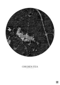 Affiche Chichen Itza – Poster vue satellite 0.5km N&B | Gravura – Fond clair