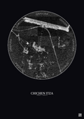 Affiche Chichen Itza – Poster vue satellite 1km N&B | Gravura – Fond foncé