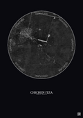 Affiche Chichen Itza – Poster vue satellite 5km N&B | Gravura – Fond foncé