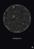Affiche Chichen Itza – Poster vue satellite 10km N&B | Gravura – Fond foncé