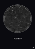 Affiche Chichen Itza – Poster vue satellite 20km N&B | Gravura – Fond foncé