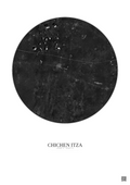 Affiche Chichen Itza – Poster vue satellite 20km N&B | Gravura – Fond clair